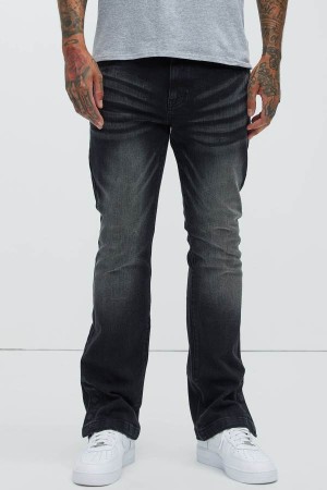 Jeansy Fashion Nova Torrey Stacked Skinny Flare Męskie Czarne Niebieskie Polska | 702853VBH