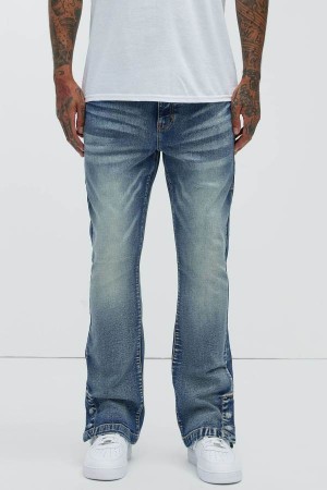 Jeansy Fashion Nova Torrey Stacked Skinny Flare Męskie Niebieskie Polska | 604593OTJ