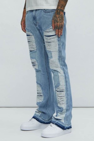 Jeansy Fashion Nova Trap Stacked Slim Flare Męskie Głęboka Niebieskie Niebieskie Polska | 231049KCI