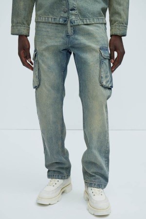 Jeansy Fashion Nova Wells Straight Męskie Niebieskie Niebieskie Polska | 217685RWH