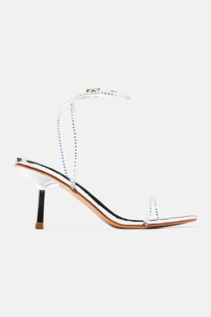 Sandały Fashion Nova Don't Be One Sided Heeled Damskie Srebrne Polska | 209536DQW