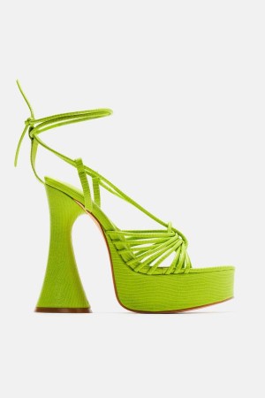 Sandały Fashion Nova Feelin' It Heeled Damskie Zielone Polska | 052897DXU