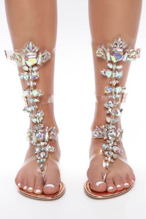 Sandały Fashion Nova Forever Glow Flat Damskie Różowe Złote Polska | 670538GAZ