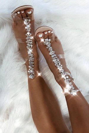Sandały Fashion Nova Glamour Up Heeled Damskie Beżowe Polska | 651084QHP