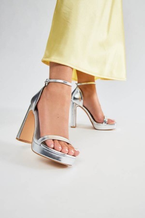 Sandały Fashion Nova Lucky Stars Heeled Damskie Srebrne Polska | 568137TFX