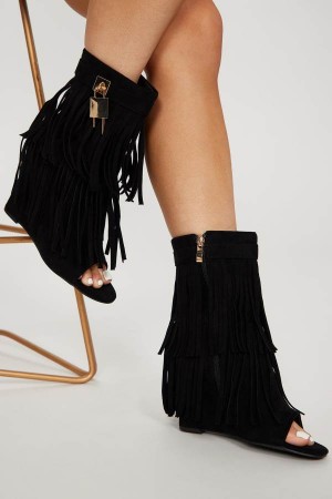 Sandały Fashion Nova New Girl On Da Block Flat Damskie Czarne Polska | 839254MCB