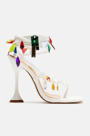 Sandały Fashion Nova Party Seeker Wrap Up Heeled Damskie Białe Polska | 271659TAG