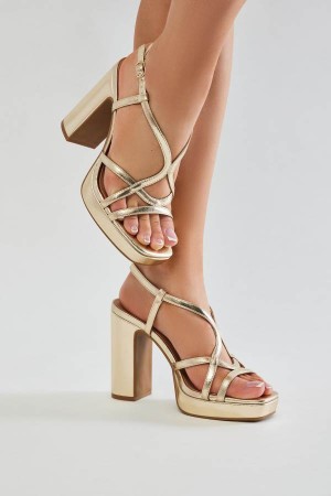Sandały Fashion Nova Preslie Heeled Damskie Złote Polska | 215893QCV