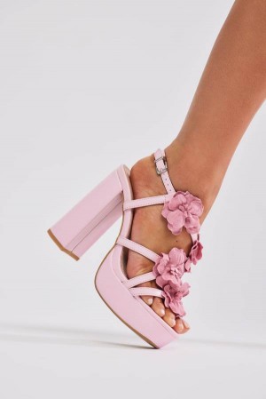 Sandały Fashion Nova Rooftop Brunch Heeled Damskie Różowe Polska | 785013SZP