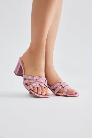 Sandały Fashion Nova Shauna Pearl Heeled Damskie Różowe Polska | 091587CTQ