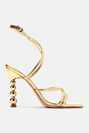 Sandały Fashion Nova Simple Remedy Metallic Heeled Damskie Złote Polska | 612804EWQ