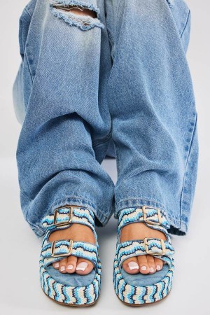 Sandały Fashion Nova Stay Chill Flatform Damskie Niebieskie Polska | 472936WIK