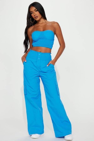 Spodnie Fashion Nova Cool Enough For You Windbreaker Pant Set Damskie Niebieskie Polska | 759106FYQ