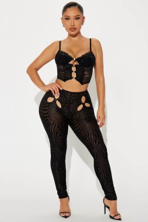 Spodnie Fashion Nova Diva Night Mesh Pant Set Damskie Czarne Polska | 714583HVT