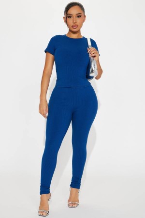 Spodnie Fashion Nova Ellie Snatched Pant Set Damskie Granatowe Polska | 651934ITE