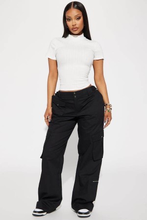 Spodnie Fashion Nova Flying High Cargo Damskie Czarne Polska | 954073HER
