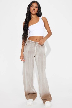 Spodnie Fashion Nova Genesis Washed Wide Leg Damskie Szare Brązowe Polska | 564027SOE