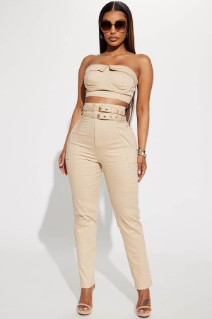 Spodnie Fashion Nova Going Back Pant Set Damskie Brązowe Polska | 013749TGY