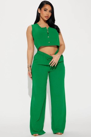 Spodnie Fashion Nova Good Memory Pant Set Damskie Zielone Polska | 962715LVK