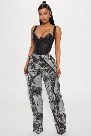 Spodnie Fashion Nova Had You Fooled Tree Camo Damskie Szare Polska | 854760UCA