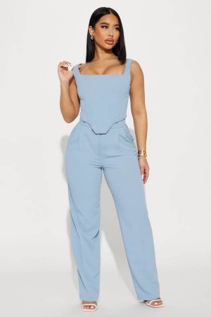 Spodnie Fashion Nova Karol Corset Pant Set Damskie Niebieskie Polska | 147862XKF