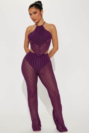 Spodnie Fashion Nova Keep It First Class Pant Set Damskie Fioletowe Polska | 783190EYR