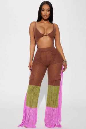 Spodnie Fashion Nova Linked Up Sweater Pant Set Damskie Brązowe Polska | 395162HTI