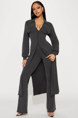 Spodnie Fashion Nova Long Day Ribbed Pant Set Damskie Szare Polska | 784925TMW