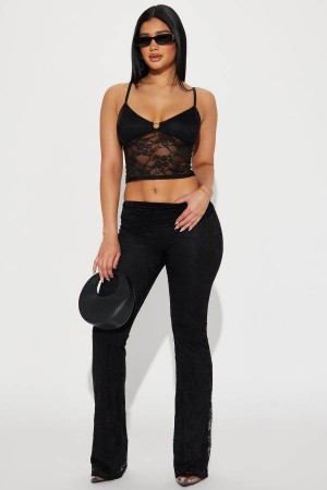 Spodnie Fashion Nova Love You Lace Pant Set Damskie Czarne Polska | 314607ZNS