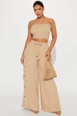 Spodnie Fashion Nova Main Character Pant Set Damskie Szare Brązowe Polska | 516349CNQ