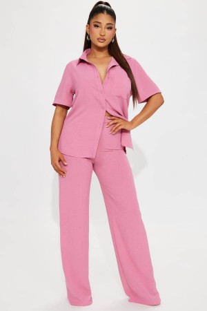 Spodnie Fashion Nova Makenzie Short Sleeve Pant Set Damskie Fioletowe Polska | 817593GVU