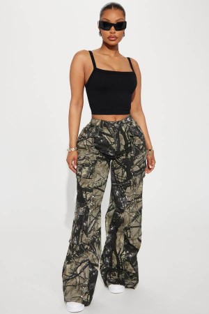 Spodnie Fashion Nova Most Necessary Hunter Camo Cargo Damskie Czarne Polska | 349702LMA