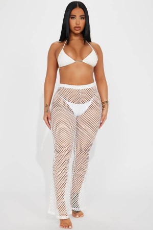 Spodnie Fashion Nova My Happy Place Cover Up Damskie Białe Polska | 563978SNM