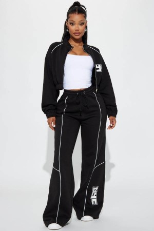 Spodnie Fashion Nova NYC Contrast Piping Wide Leg Damskie Czarne Polska | 945807TDQ