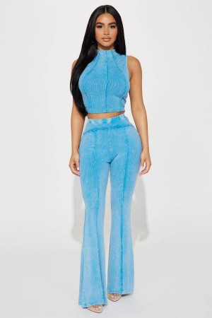 Spodnie Fashion Nova New Friend Mineral Wash Pant Set Damskie Niebieskie Polska | 386157LAI