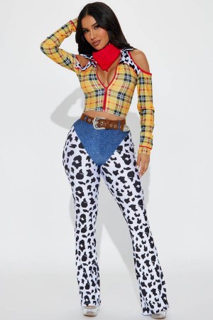 Spodnie Fashion Nova New Sheriff In Town Pant 4 Piece Costume Set Damskie Żółte Polska | 920463GYU