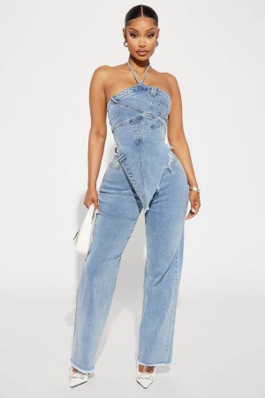 Spodnie Fashion Nova Next Level Denim Pant Set Damskie Głęboka Niebieskie Polska | 084732ELS