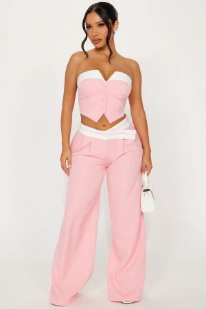 Spodnie Fashion Nova Office Babe Pant Set Damskie Różowe Polska | 861074CAD