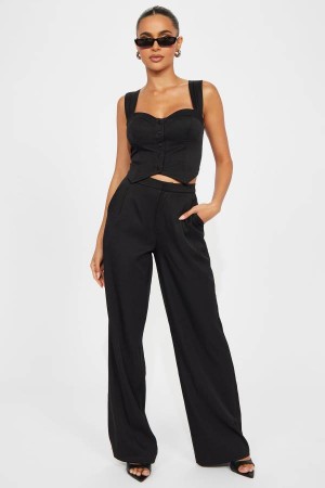 Spodnie Fashion Nova Peyton Pant Set Damskie Czarne Polska | 305962FUG