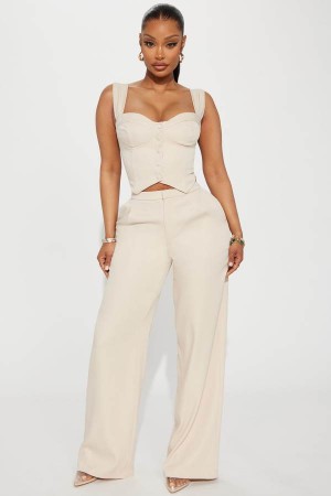 Spodnie Fashion Nova Peyton Pant Set Damskie Szare Brązowe Polska | 150893TBG