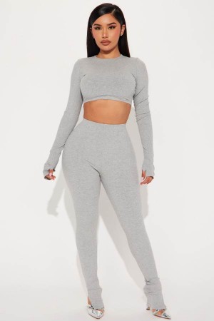 Spodnie Fashion Nova Pia Snatched Pant Set Damskie Szare Polska | 210479TPQ