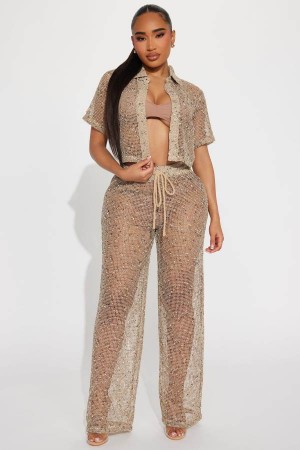 Spodnie Fashion Nova Playa Vista Crochet Cover Up Damskie Brązowe Polska | 712369NGS