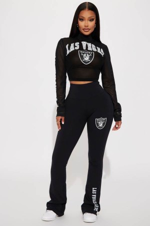 Spodnie Fashion Nova Raiders Half Time Show Flare Damskie Czarne Polska | 193674EJP