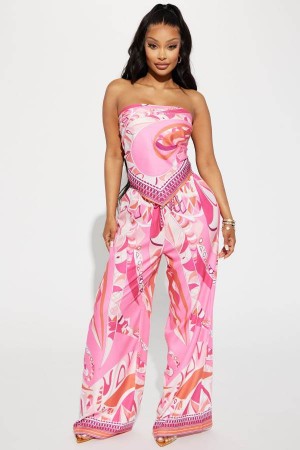Spodnie Fashion Nova Rosario Pant Set Damskie Różowe Polska | 540792KEZ
