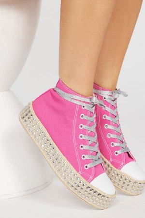 Trampki Fashion Nova Mind Games Studded Damskie Różowe Polska | 284367VDU